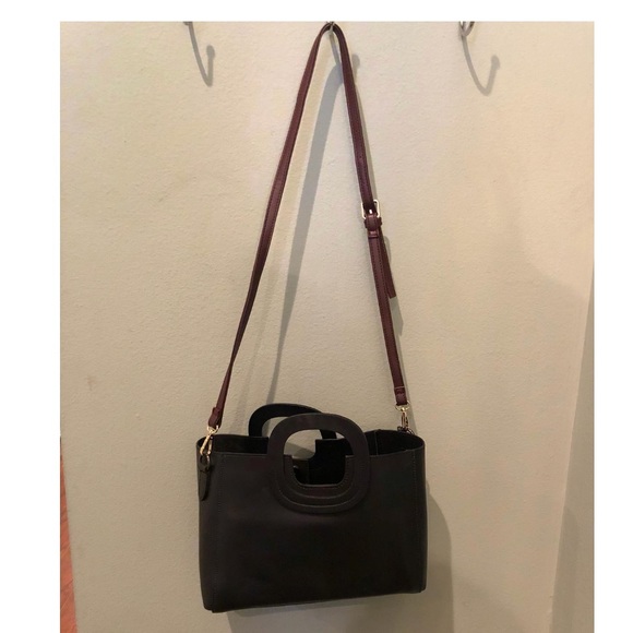 Bevini Modena black leather bag with maroon straps - Picture 1 of 5